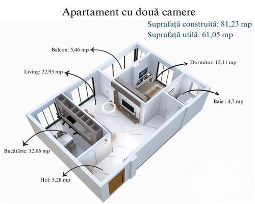 Apartament 2 Camere | 81.23 mpt | Avans 20% | Suceava | ID:1641