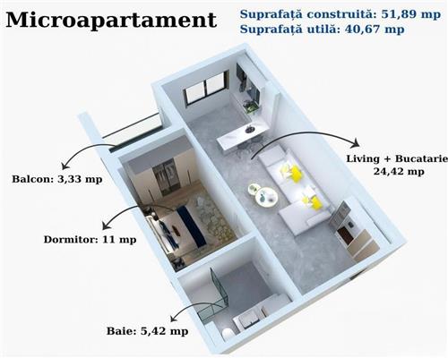 Microapartament | 52 mpt | 2 camere | Complex nou | Suceava | ID:1643